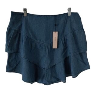 BCBGeneration Tiered Layered Denim Skirt Women's Size L Coastal Cowgirl Western